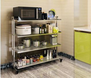 Adjustable 4 Tier Steel Wire Shelving With Wheels Strong And Sturdy Steel Wire