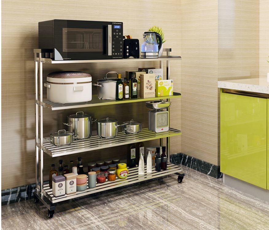Adjustable 4 Tier Steel Wire Shelving With Wheels Strong And Sturdy Steel Wire
